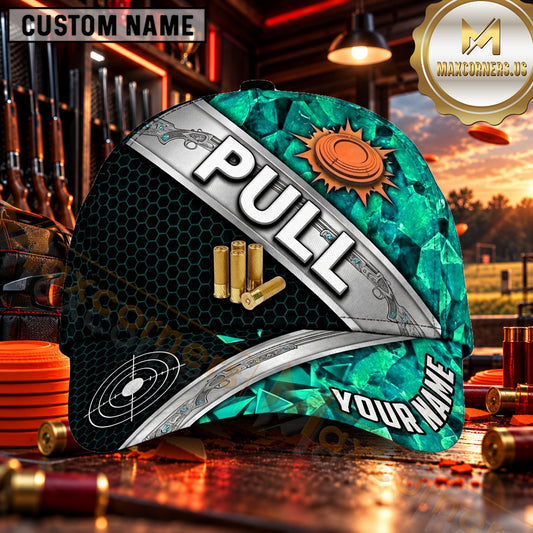 Maxcorners PULL Shotgun Honeycomb Marble Trap Shooting Personalized Name 3D Cap