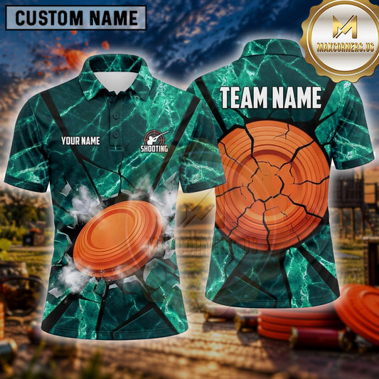Maxcorners Trap Shooting Shirt Clay Target Shooting Cracked Disc Impact Multiple Options Personalized Name, Team Name 3D Shirt