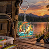 Maxcorners Tropical Floral Fishing Artwork Personalized Name 2D Acrylic Keychain Ornament (8 Fish Species)