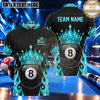 Maxcorners Royal Crown Flame Emblem Pool Multiple Options Personalized Name, Team Name 3D Shirt
