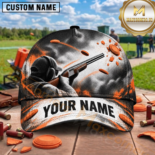Maxcorners Trap Shooting Shooter Silhouette Clay Explosion Multiple Options Personalized Name 3D Cap