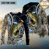 Maxcorners Fishing Hook Water Splash Camouflage Personalized Name 3D Long Sleeve Shirt ( 13 Fish Species)