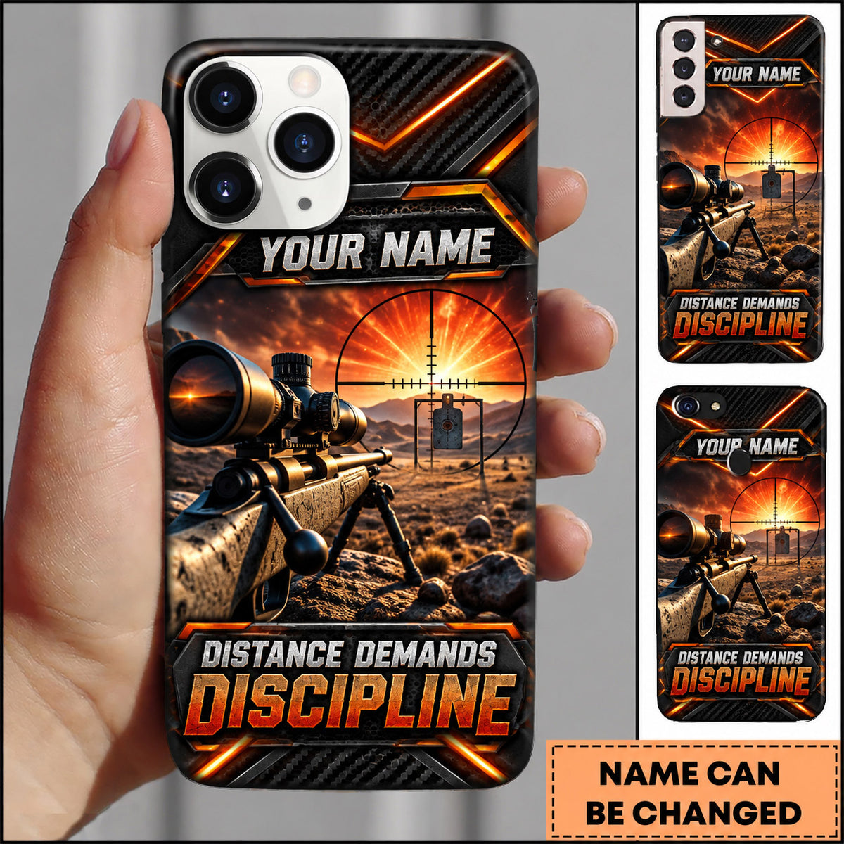 Maxcorners Long Range Shooting Distance Demands Discipline Marksman Personalized Name 3D Phone Case