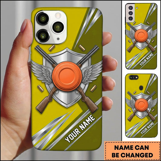 Maxcorners Winged Clay Target Crossed Shotguns Personalized Name Trap Shooting Phone Case