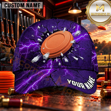 Maxcorners Lightning Shattered Clay Target Trap Shooting Personalized Name 3D Cap