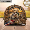 Maxcorners Torn Woodland Camo Sunset Scene Duck Hunting Dog Cap, Multiple Breeds Personalized Name 3D Cap