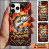 Maxcorners Fishing Flaming Carbon Fiber Artwork Multiple Options Personalized Name Phone Case (13 Fish Species)