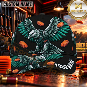 Maxcorners Eagle Wings Shotgun Artwork Trap Shooting Personalized Name 3D Cap