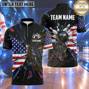 Maxcorners Canadian Bowling Jersey Modern Maple Leaf Flag Panels Multiple Options Personalized Name, Team Name 3D Shirt