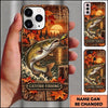Maxcorners Fishing Autumn Lake Sunset Artwork Multiple Options Personalized Name Phone Case (13 Fish Species)