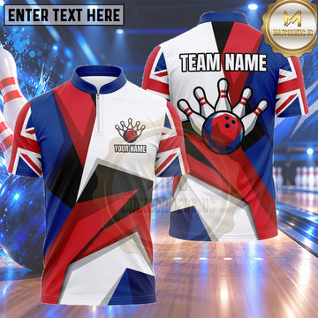 Maxcorners USA UK Bowling Jersey Geometric Patriotic Flag Fusion Multiple Options Personalized Name, Team Name 3D Shirt