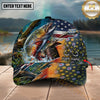 Maxcorners Personalized Fishing Cap with American Flag, Camo Lake Scene, Fishing Hook and Custom Name 3D Cap (12 Species)