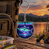 Maxcorners Neon Purple Night Fishing Artwork Personalized Name 2D Acrylic Keychain Ornament (8 Fish Species)