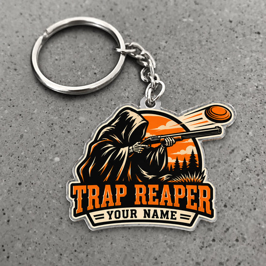 Maxcorners Trap Shooting Trap Reaper Grim Reaper Shotgun Clay Target Custom Name Custom Gift 2D Flat Acrylic Ornament, Keychain
