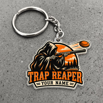 Maxcorners Trap Shooting Trap Reaper Grim Reaper Shotgun Clay Target Custom Name Custom Gift 2D Flat Acrylic Ornament, Keychain