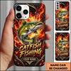 Maxcorners Fishing Flaming Carbon Fiber Artwork Multiple Options Personalized Name Phone Case (13 Fish Species)