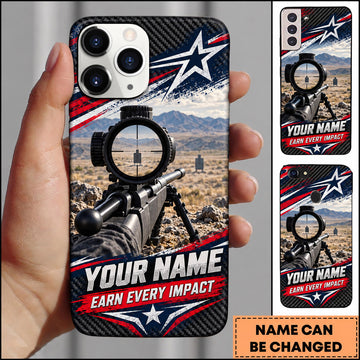 Maxcorners Long Range Shooting Earn Every Impact American Star Personalized Name 3D Phone Case