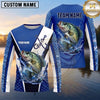 Maxcorners Fishing Shirt Blue Fish Scale Geometric Splash Multiple Options Personalized Name, Team Name 3D Long Sleeve Shirt (13 Fish Species)