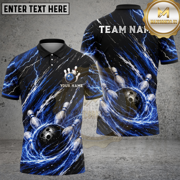 Maxcorners Bowling Wolf Cosmic Storm Multiple Options Personalized Name, Team Name 3D Shirt