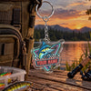 Maxcorners Neon Fishing Emblem Personalized Name 2D Acrylic Keychain Ornament (8 Fish Species)