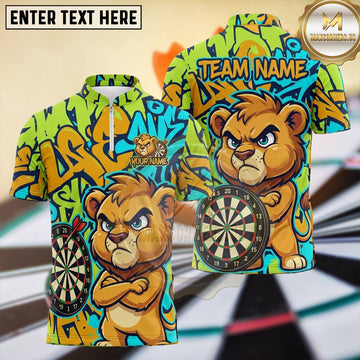 Maxcorners Cartoon Lion Graffiti Dartboard Multiple Options Personalized Name, Team Name 3D Shirt