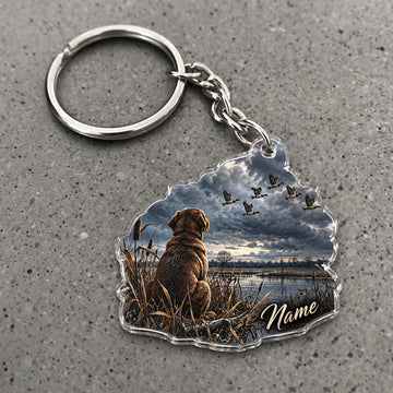 Maxcorners Hunting Dog Stormy Mountain Landscape Custom Name Trap Hunting Custom Gift 2D Flat Acrylic Ornament, Keychain