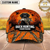Maxcorners Blaze Orange Woodland Camo Duck Hunting With Dogs Multi Options Personalized Name 3D Cap