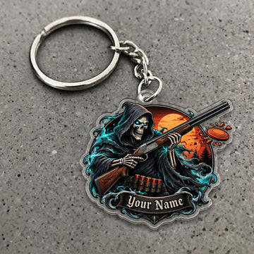 Maxcorners Grim Reaper Spectral Shotgun Artwork Custom Name Trap Shooting Custom Gift 2D Flat Acrylic Ornament, Keychain