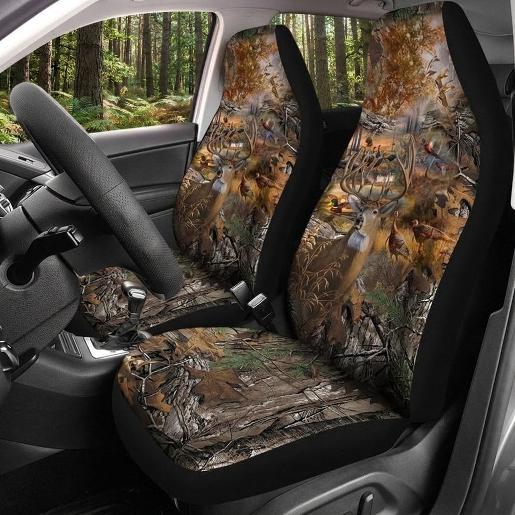 Maxcorners Deer Hunting Autumn Wildlife Camo Car Seat Covers