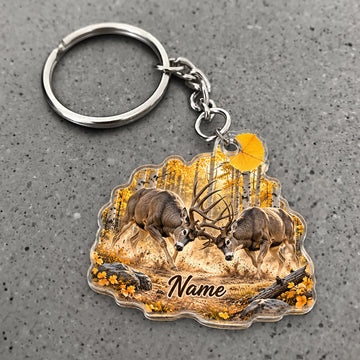Maxcorners Wild Boar Golden Grassland Scene Custom Name Trap Hunting Custom Gift 2D Flat Acrylic Ornament, Keychain