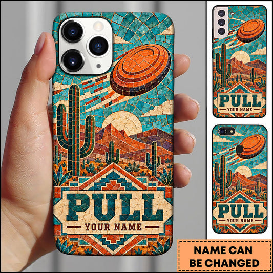 Maxcorners Trap Shooting Vintage Landscape Clay Target Personalized Name 3D Phone Case
