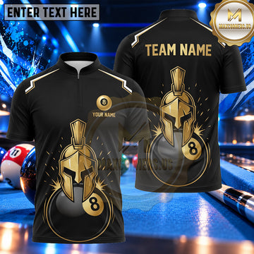 Maxcorners Spartan Warrior Helmet Billiards Multiple Options Personalized Name, Team Name 3D Shirt