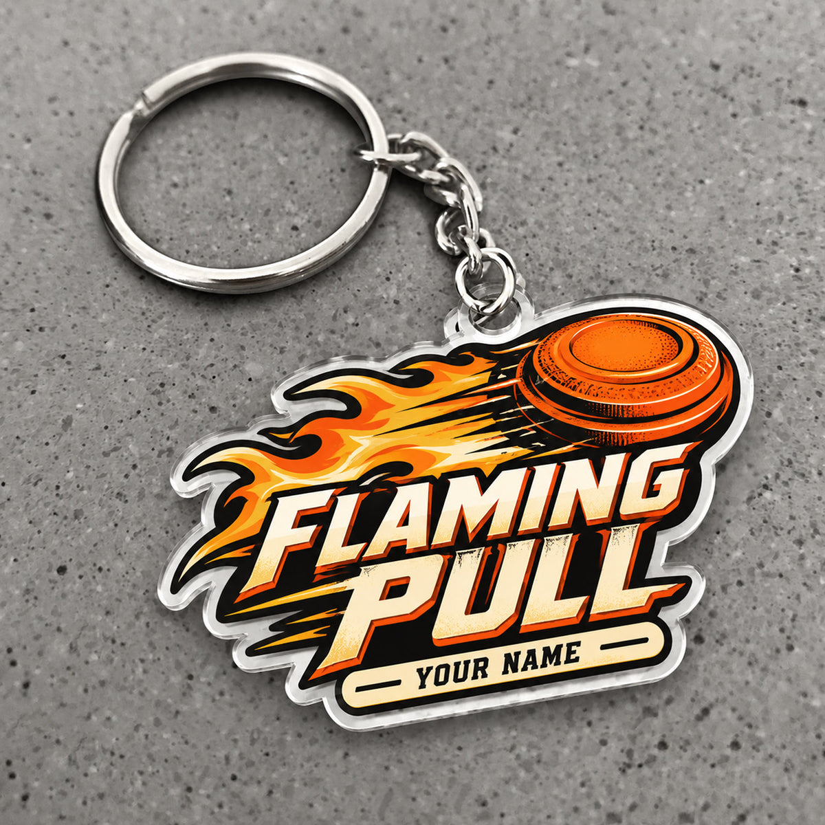 Maxcorners Clay Shooting Flaming Pull Fire Clay Target Custom Name Custom Gift 2D Flat Acrylic Ornament, Keychain