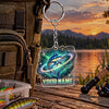 Maxcorners Electric Blue Fishing Splash Personalized Name 2D Acrylic Keychain Ornament (8 Fish Species)
