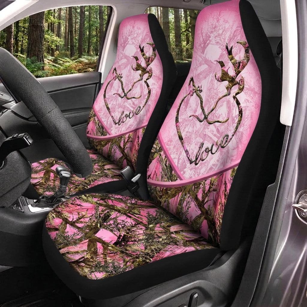 Maxcorners Love Deer Hunting Pink Camo Car Seat Covers