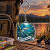 Maxcorners Turquoise Ocean Fishing Scene Personalized Name 2D Acrylic Keychain Ornament (8 Fish Species)
