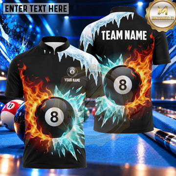 Maxcorners Fire and Ice Energy Collision Billiards Multiple Options Personalized Name, Team Name 3D Shirt