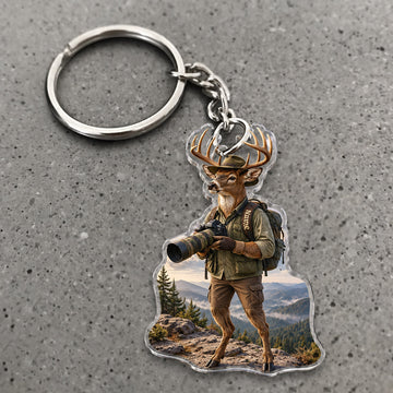 Maxcorners Deer Hunting Photographer Mountain Adventure Custom Name Trap Hunting Custom Gift 2D Flat Acrylic Ornament, Keychain