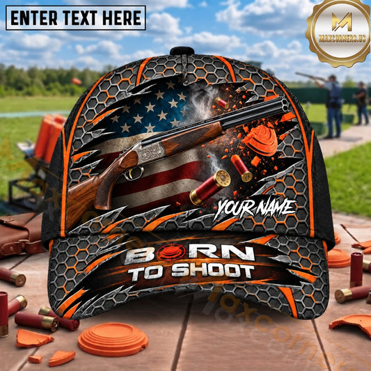 Maxcorners Trap Shooting Born To Shoot Shotgun Multiple Options Personalized Name 3D Cap