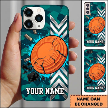 Maxcorners Cracked Clay Target Blue Shooting Sports Personalized Name Trap Shooting Phone Case