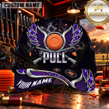Maxcorners Winged Clay Target Emblem Clay Shooting Personalized Name 3D Cap