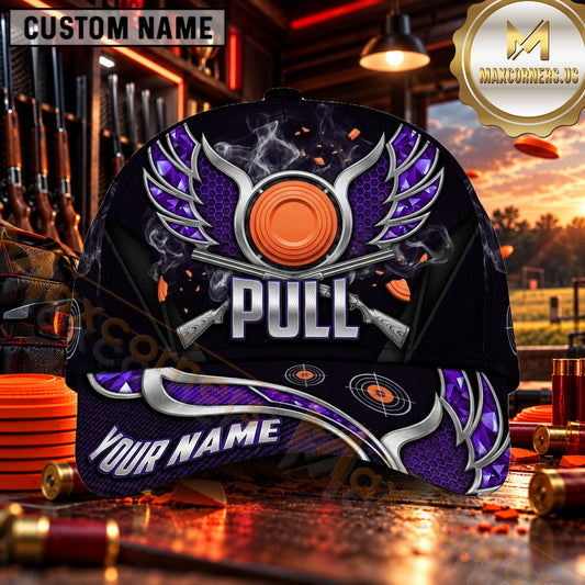 Maxcorners Winged Clay Target Emblem Clay Shooting Personalized Name 3D Cap