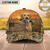 Maxcorners Golden Sunset American Flag Duck Hunting With Dogs Multi Options Personalized Name 3D Cap