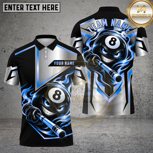 Maxcorners Billiards 8 Ball Flame Mascot Geometric Sport Graphic Multiple Options Personalized Name, Team Name 3D Shirt