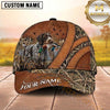 Maxcorners Rustic Brown Leather Cross Panel Duck Hunting With Dogs Multi Options Personalized Name 3D Cap