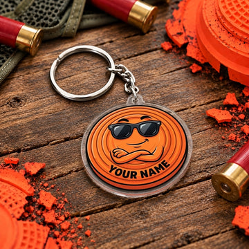 Maxcorners Cool Sunglasses Clay Target Character Trap Shooting Personalized Name Acrylic Keychain