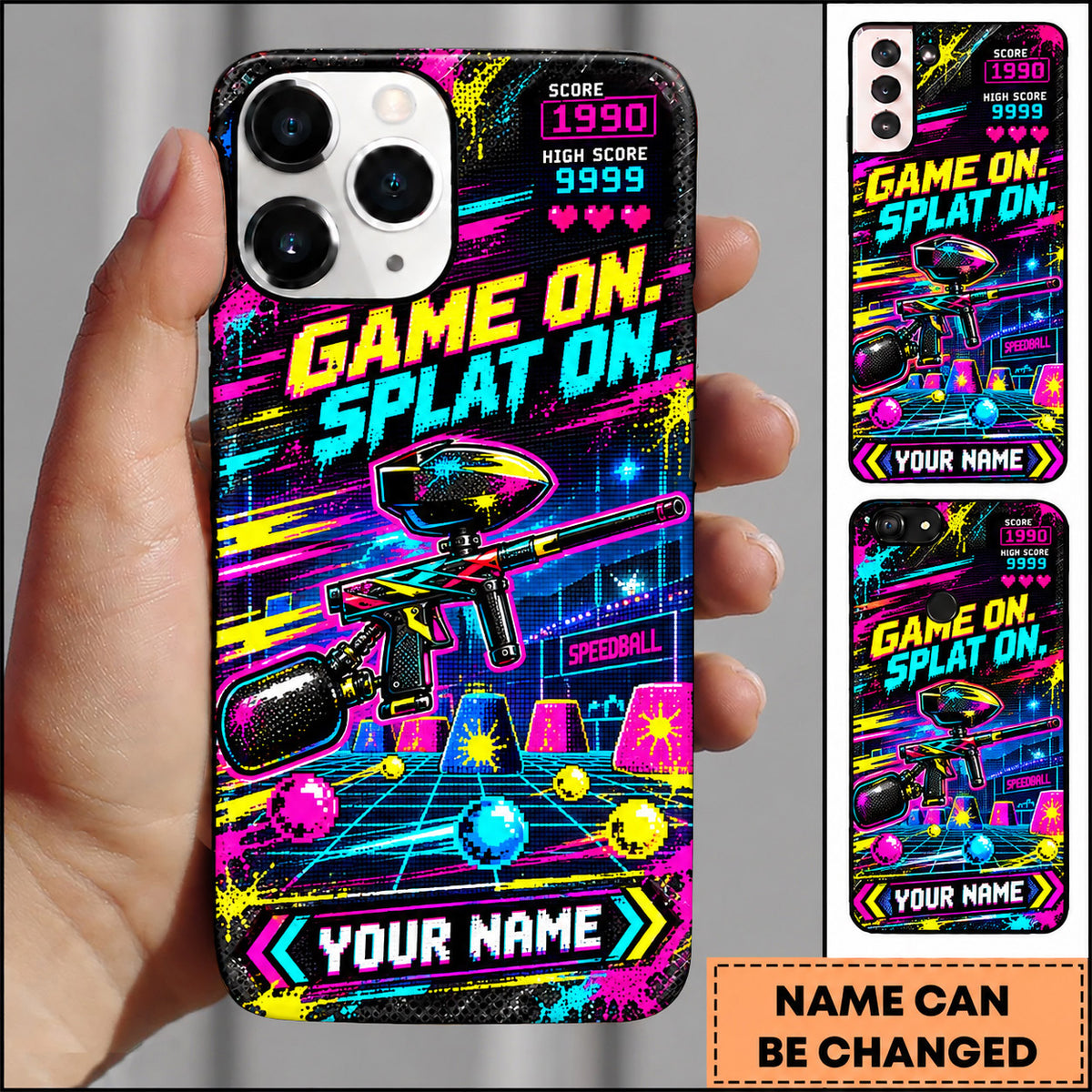 Maxcorners Paintball Game On Splat On Arcade Personalized Name 3D Phone Case