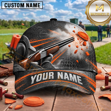 Maxcorners Trap Shooting Shooter Silhouette Clay Burst Multiple Options Personalized Name 3D Cap