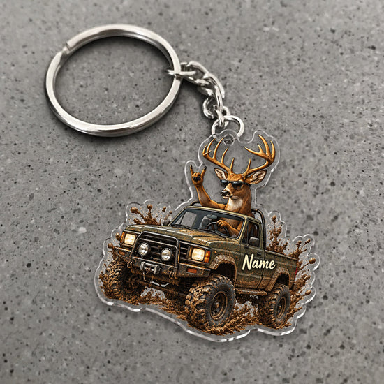 Maxcorners Deer Off Road Jeep Adventure Custom Name Trap Hunting Custom Gift 2D Flat Acrylic Ornament, Keychain