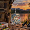 Maxcorners American Flag Fishing Shield Personalized Name 2D Acrylic Keychain Ornament (8 Fish Species)